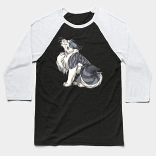 Grey Bicolor Tabby Longhair Baseball T-Shirt